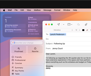 Screen image with phrase in search field demonstrating Apple Intelligence Siri feature