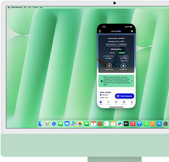 With iPhone Mirroring, move files, order takeout, and more all on your Mac